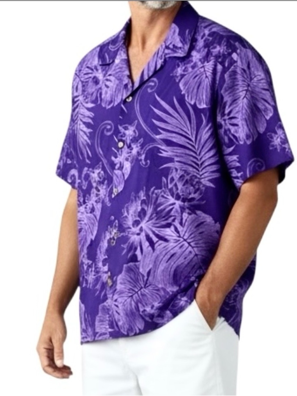 Two Palms Hawaiian Shirt Men’s Sz L Purple Monstera Ceres Button Up NWOT